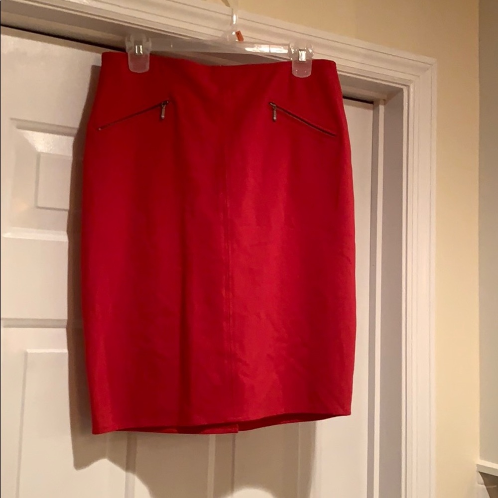 Sexy red pencil skirt with small slit